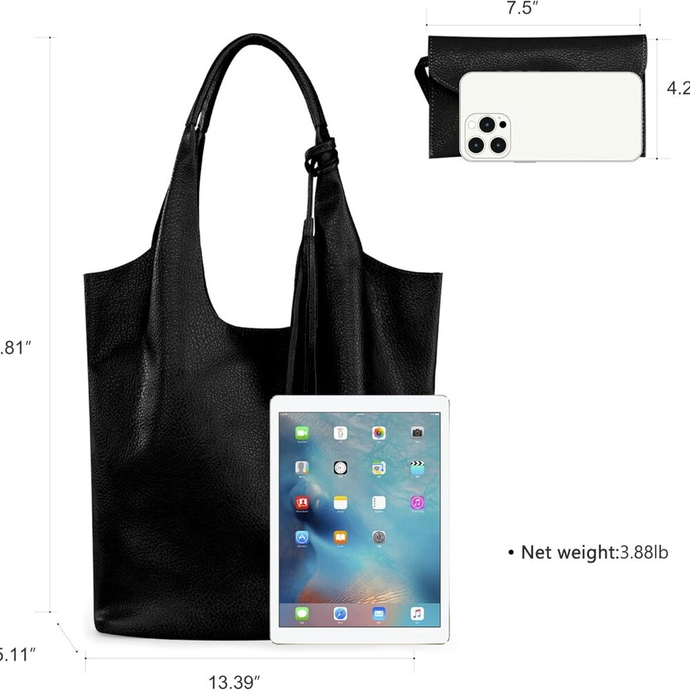 Slouchy Hobo Bags for Women Soft Designer Shoulder Purses Ladies Top Handle Hand - Picture 6 of 6